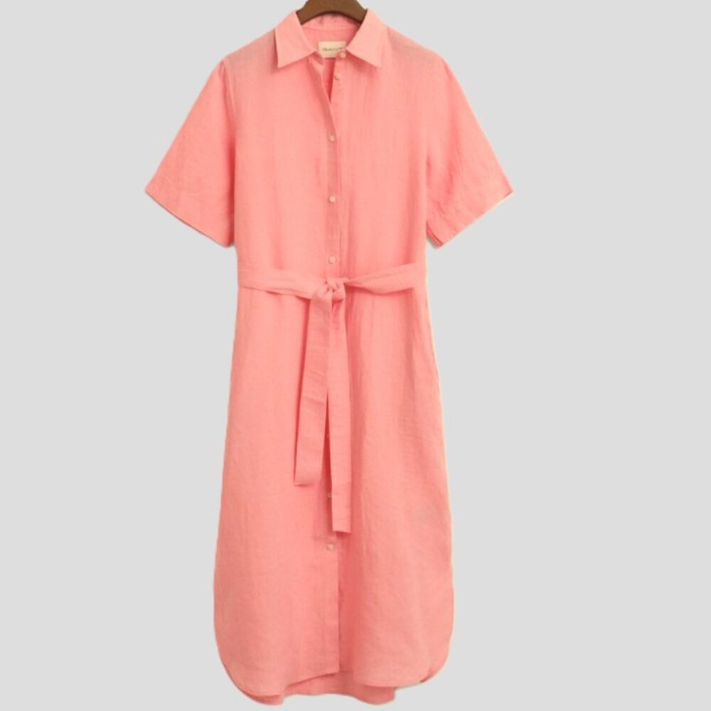 Gant Linen Linen Midi Shirt dress Pink Size  US 6
